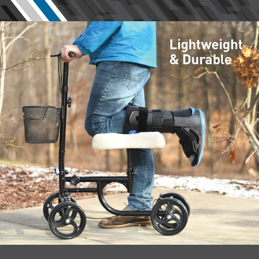 BodyMed Knee Walker – Injured Ankle & Foot Recovery Scooter – Lightweight Foldable Knee Walker for Adults – Wheeled Mobility Caddy for Orthopedic Injuries