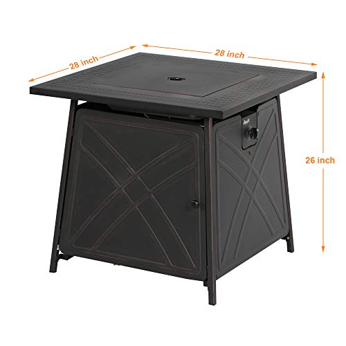 BALI OUTDOORS 50000 BTU Propane Fire Pit with Lid, 28 inch Fire Pit Table Outdoor, Black Firepits for Outside Backyard, Patio