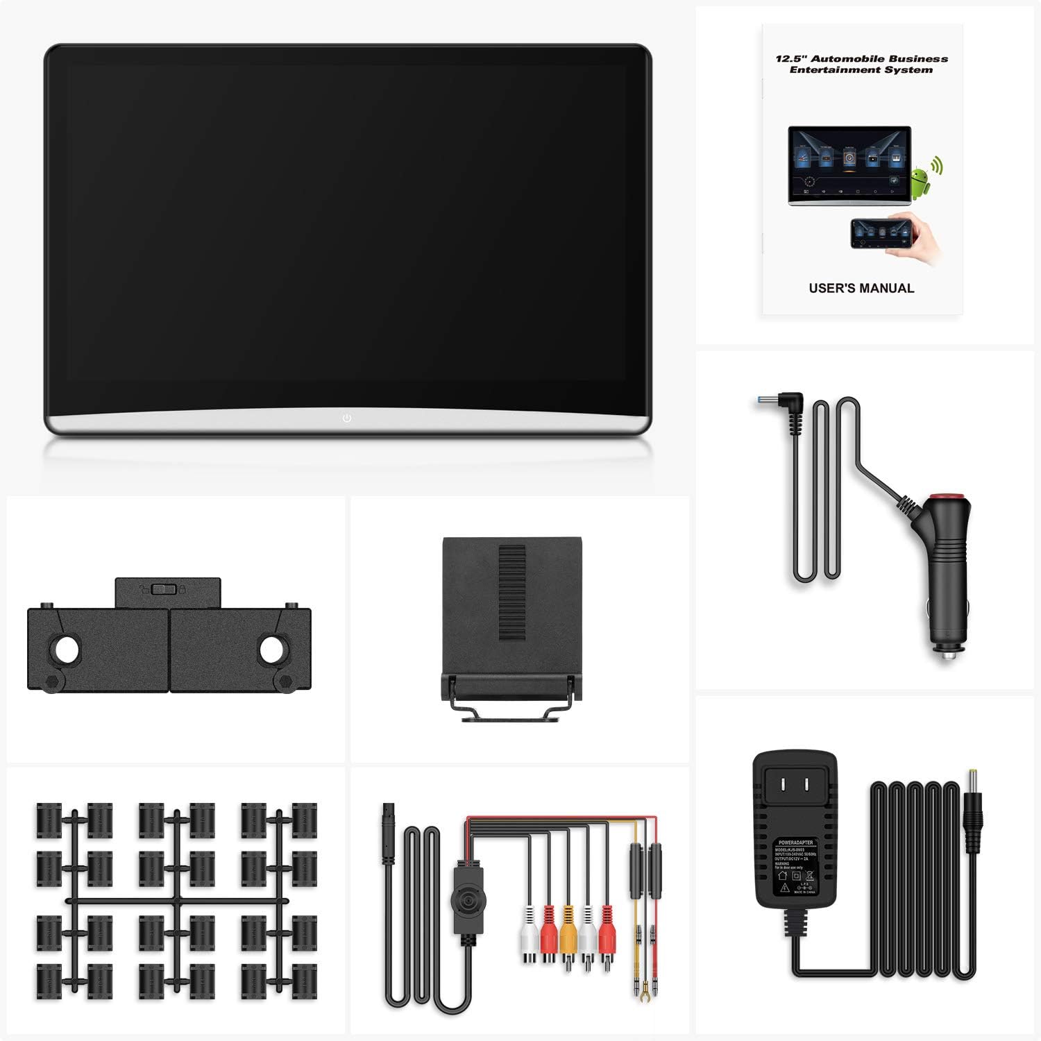 Upgrade Android 10 Car TV Monitor Tablet with 12.4" Touch Screen,Portable Headrest Video Player for Kids,Support 4K/WiFi/Bluetooth/HDMI in/Out/USB/FM