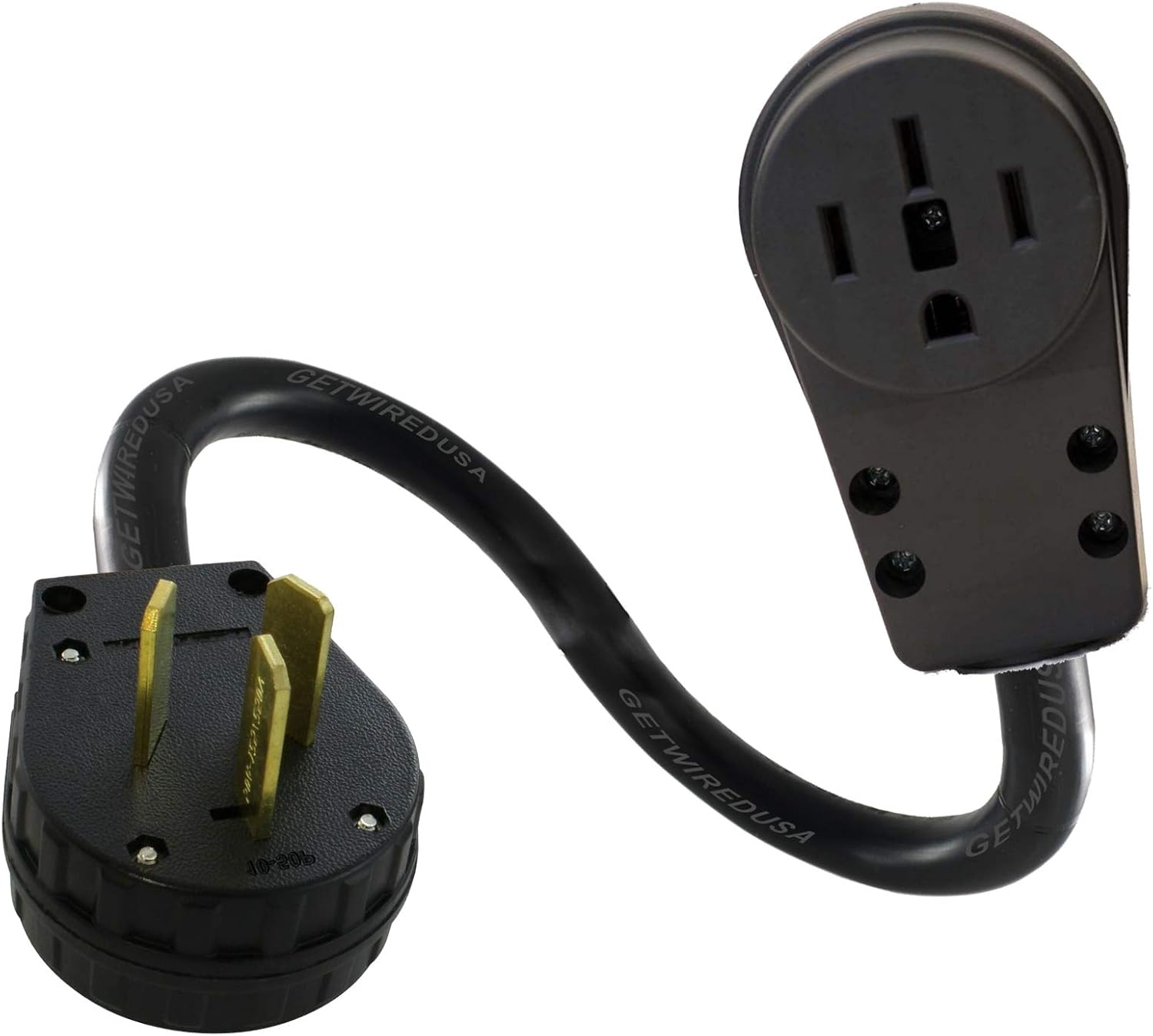 10-50P 3-Pin Male 220/250V 50A Plug To 14-50R 220/250V 50A Female 4-Prong Receptacle Socket Outlet Adapter, Range Stove Oven Electrical Power Connector Cord Converter NEMA FX1259