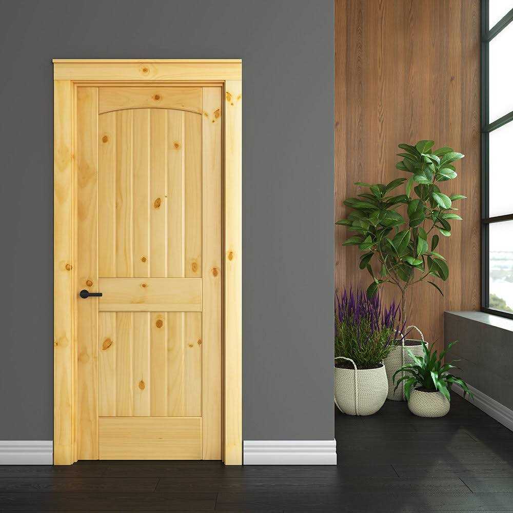 EightDoors 80 x 2 Panel V-Grooved Arch Top Knotty Pine Unfinished Solid Wood Core Door - Shop Hardware Tools Online Store