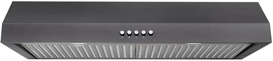 30 in. W 7 in. 370 CFM Under the Cabinet Range Hood with LED Bulbs in Black Stainless Steel