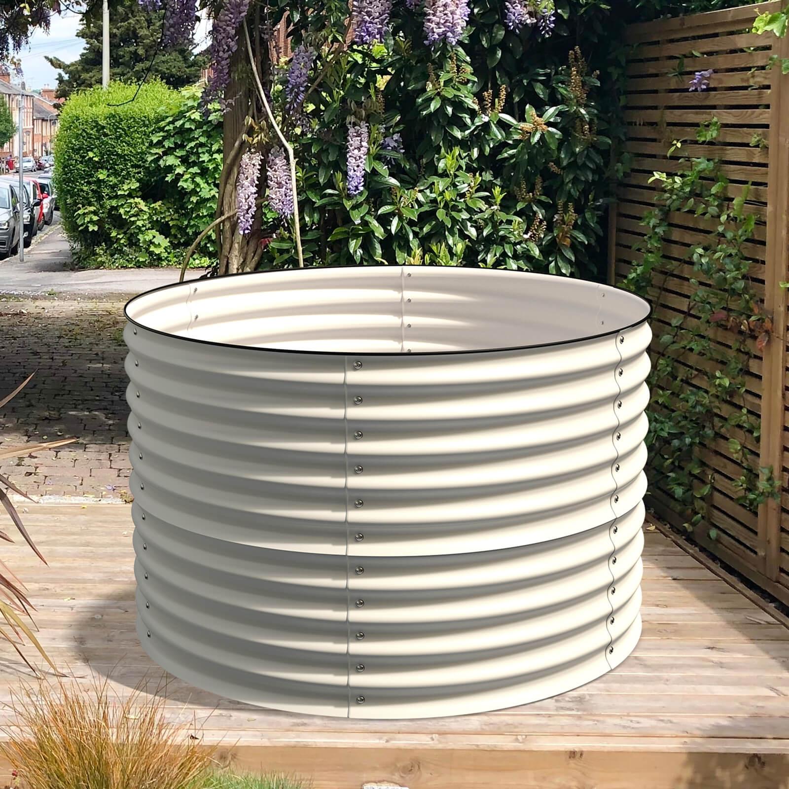 32 Tall x 42 Round Raised Garden Bed, in Ivory