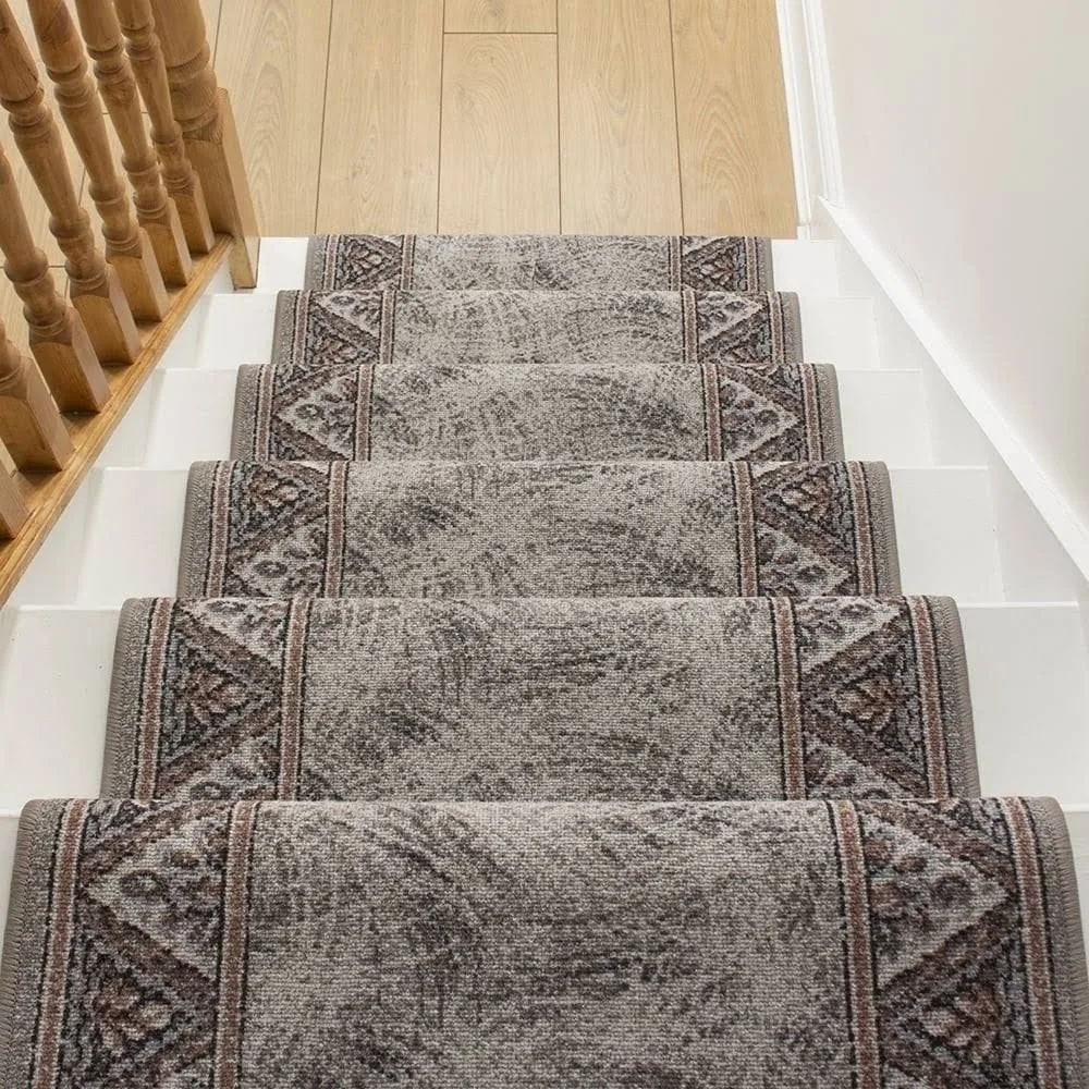 runrug USA Eiger Gray Stair Carpet Runner Length: 16 foot, WIDTHS:
