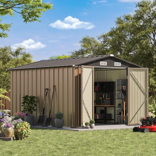 Patiowell 3 x 3 FT Outdoor Storage Shed,Small Garden Tool Storage Shed with Sloping Roof and Single Lockable Door, Outdoor Shed for Backyard Garden Patio Lawn, Grey