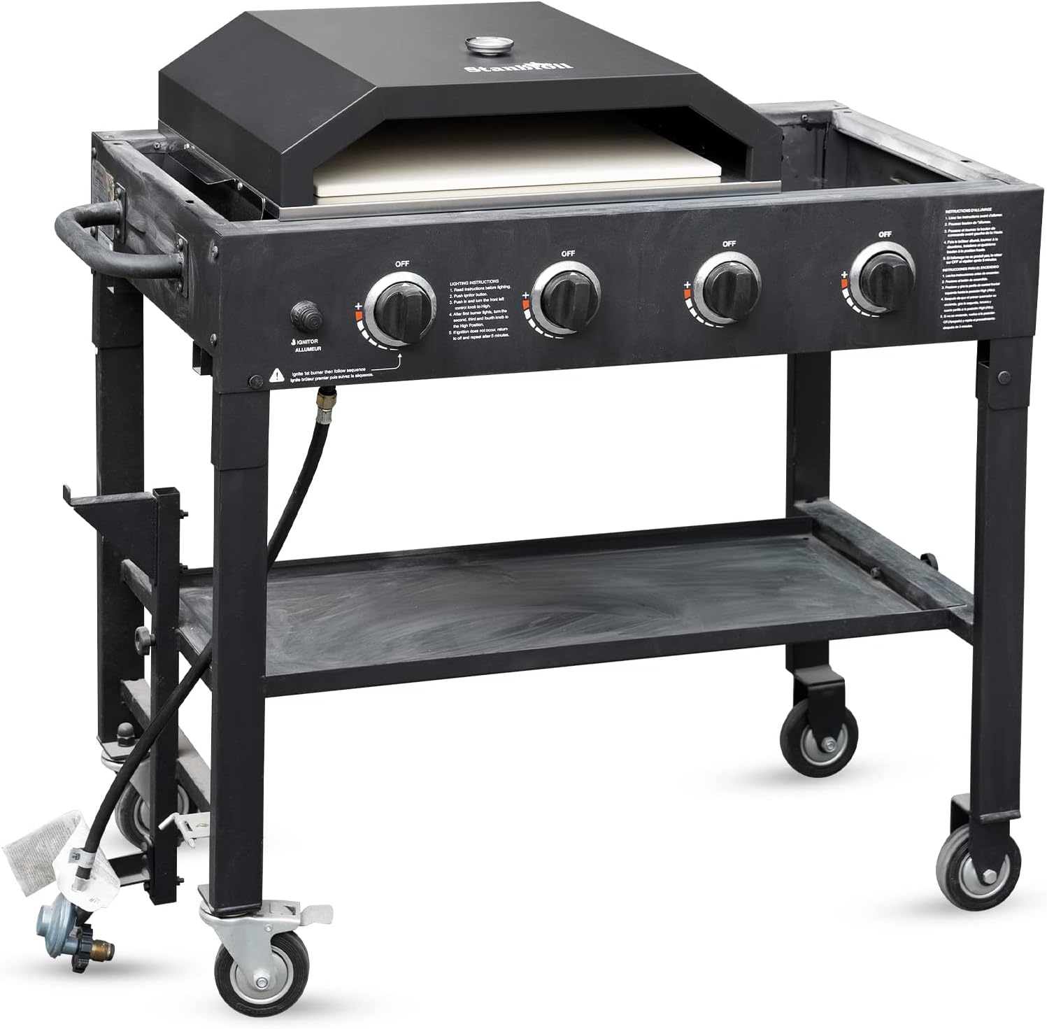 Stanbroil Pizza Oven for Blackstone 36" Gas Griddle Cooking Station, Outdoor Pizza Maker with Side Panels and Temperature Gauge, 17.7 in. x 13.7 in. Pizza Stone