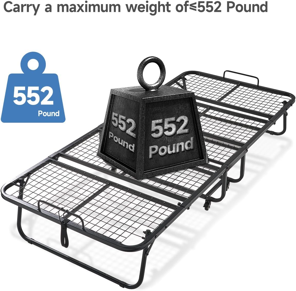 Folding Bed, (with 5.2" Thick Memory Foam Mattress), 79 * 35inch, Portable Foldable Adult with Mattress for Guest use, Metal Folding Frame, Reinforced Metal mesh, can Hold up to 550 lbs (Tau-ZDD)