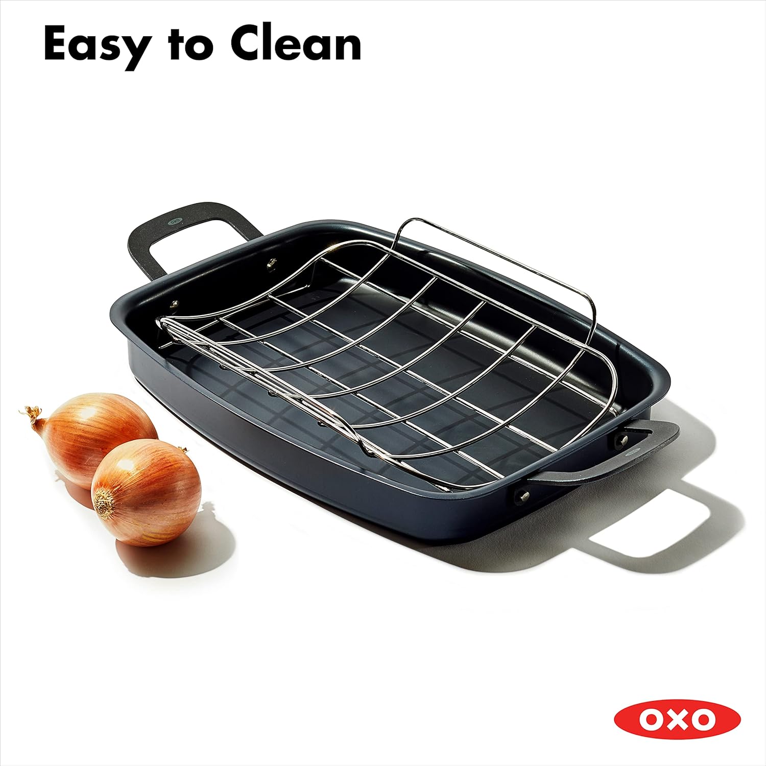 OXO Obsidian Pre-Seasoned Carbon Steel Induction Safe 12 Outdoor Frying Pan/Skillet with Silicone Sleeve, Black