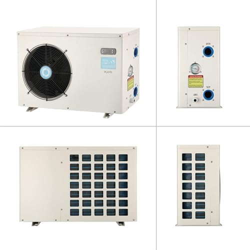 Above Ground Pool Heater EU50, Max 16184BTU Up to 5000gallons Electric Swimming Pool Heat Pumps, Titanium Heat Exchanger, 5.62 COP, 110V/120V, Fits 8/11/15 Foot Pools Heating Pool Warmer