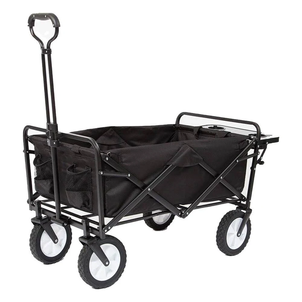 Mac Sports Folding Outdoor Garden Utility Wagon Cart w/ Table, Black