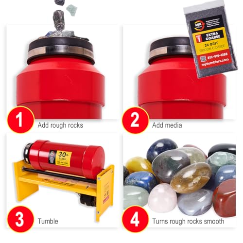 MJR Tumblers Single Barrel Rock Tumbler - Rock Polisher Machine, Tumbling Equipment for Stone, Glass, and Metal Collection, Polishing Tool for Adults & Kids, 40 lb