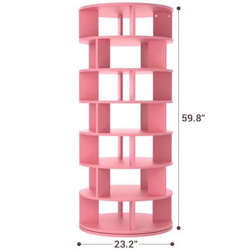 Aheaplus Rotating Shoe Rack Tower, 7-Tier Spinning Shoe Rack 360 Revolving Shoe Rack Organizer for Closet, Display Round Storage Carousel Shoes Closet Organization, White