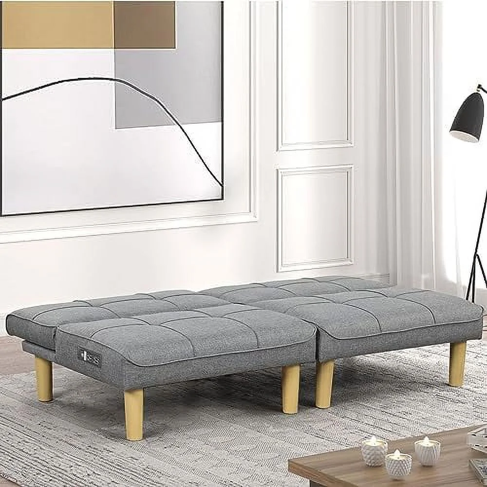GEROBOOM Comfy Futon Sofa Couch Convertible 2 Seater Couch with USB Port  Armless Love Seat with Adjustable Backrest  Modern Mini Sofa 2 Pcs for Living Room Office Small Space  305DR1-DR1
