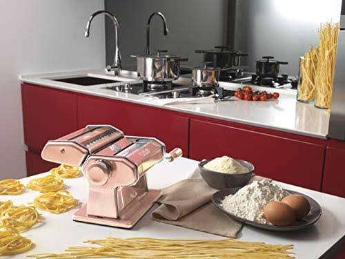 Marcato Atlas 150 Machine, Made in Italy, Includes Pasta Cutter, Hand Crank, and Instructions, 150mm, Copper