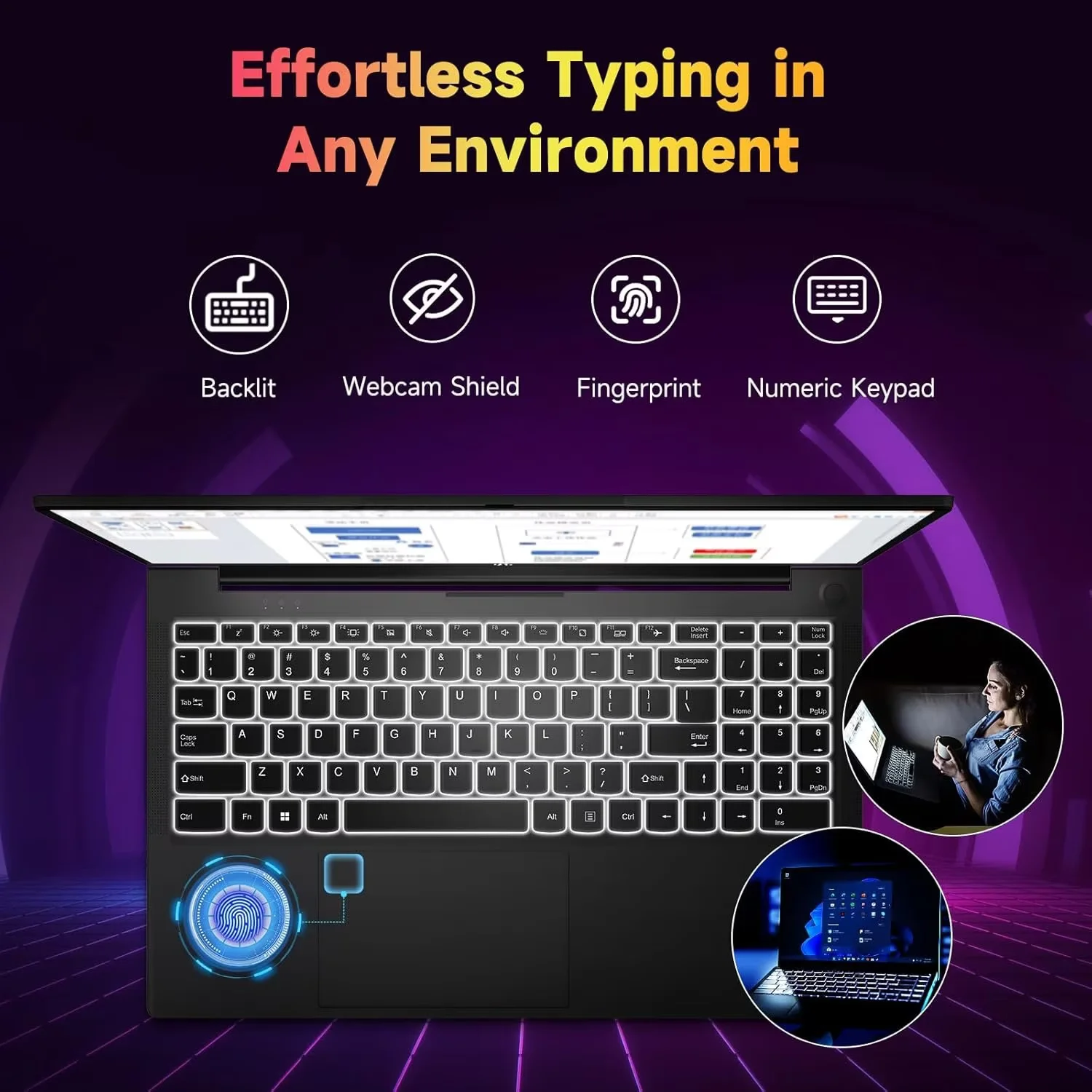 15.6" FHD Business Laptop 32GB RAM 1TB SSD AMD Ryzen 5 3500U Processor 65W Fast Charging Fingerprint Backlit Keyboard Win 11 Stylish Practical Laptop for Work Study Life (Black)