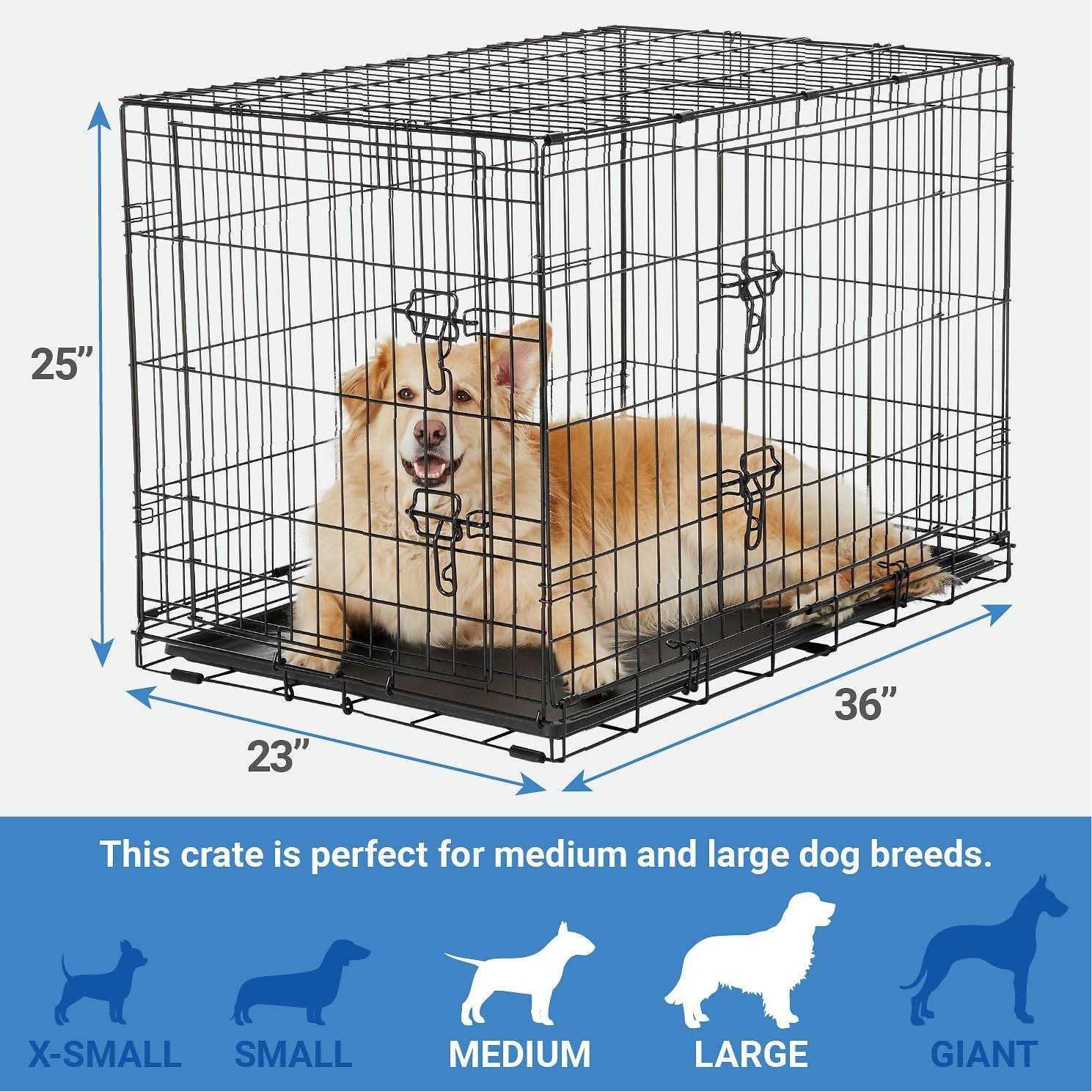 Frisco Heavy Duty Fold &amp; Carry Double Door Collapsible Wire Dog Crate - Pet Supplies online store