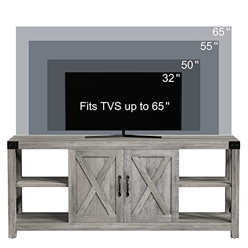 GAOMON 60 Inch TV Stand for TV up to 50 inches,60 inches and 65 Inches, Farmhouse Wood Stand TV Cabinet Entertainment Center with Storage and Adjustable Shelves (Grey)