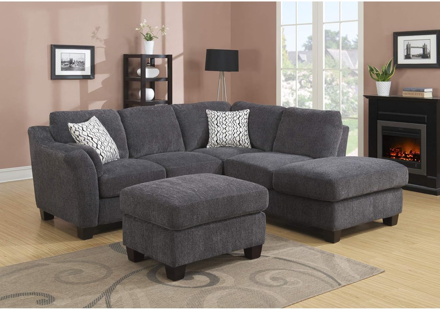 Wallace & Bay Dyer Ottoman, Midnight Gray