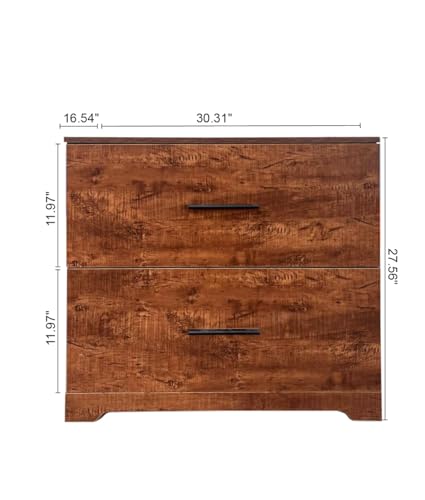 2 Drawer Wood Lateral File Cabinet, Storage Filing Cabinet with Anti-tilt Mechanism for Home Office Hanging Files Letter Legal