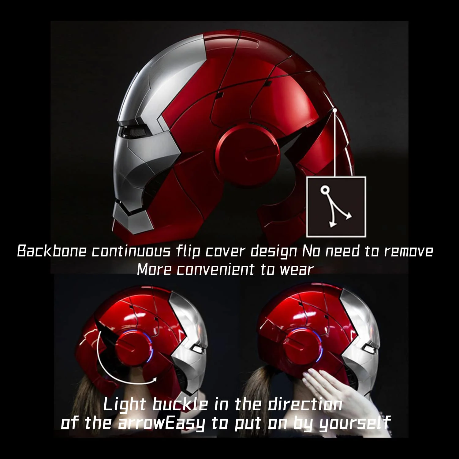 Farontor Iron Man Helmet Electronic Mark 5 Helmet Wearable Iron-man Mask with Sounds & LED Eyes 1:1 Model