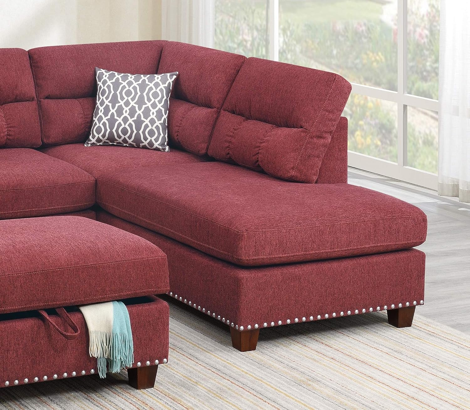 Sectional sofa Red Velvet #F6419