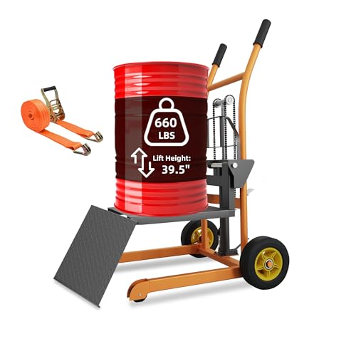 Hydraulic Material Lift Pallet Truck 450 lbs Manual Winch Stacker 36" Max Lift Dolly, Pallet Lift Table, 18.5" Fork Length, 9" Polyurethane Wheels