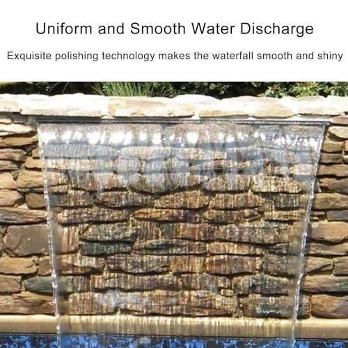 Waterfall Pool Fountain, 304 Stainless Steel Water Feature Spillway, Waterfall Blade with Accessories, for Swimming Pool, Garden Outdoor Pond, Spa(80cm)