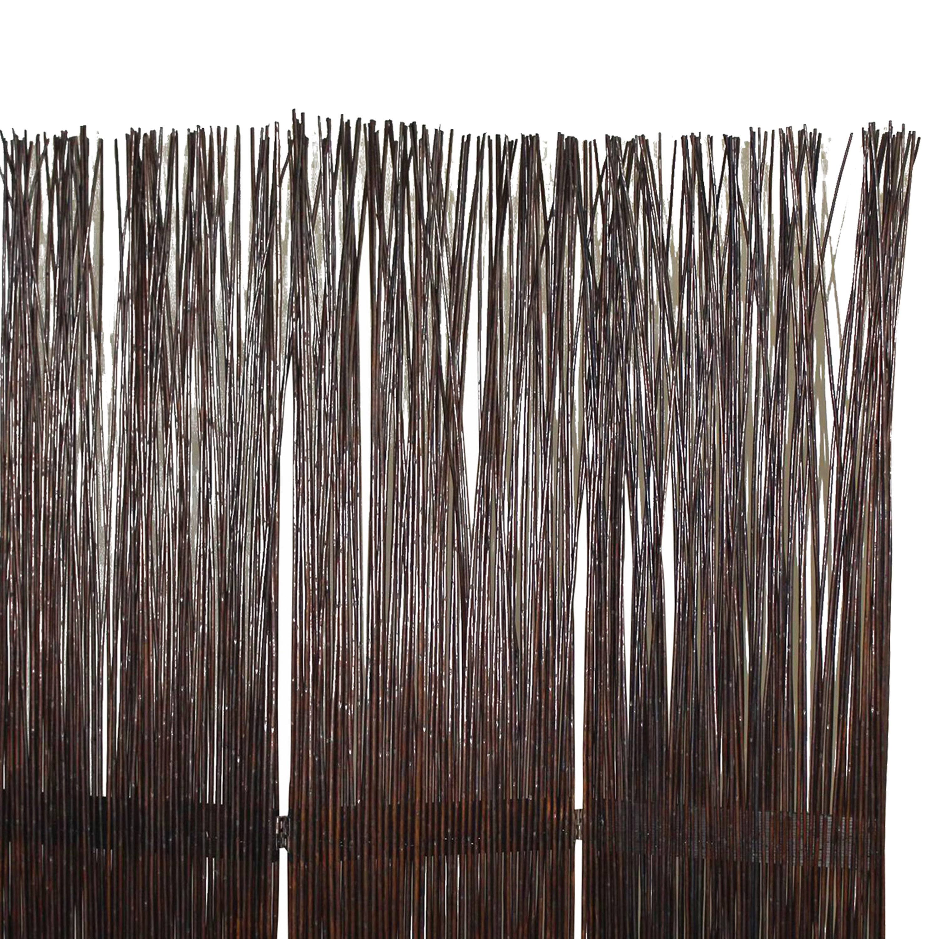 Benzara BM205785 Traditional 3 Panel Wooden Willow Branch Room Divider Brown