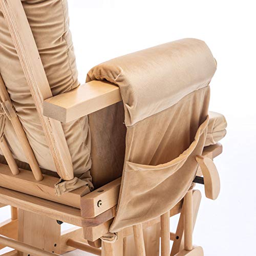Paddie Glider Rocker Replacement Cushions Velvet with Storage, Rocking Chair Cushion Set with Ties, 5PCS, Royal Blue