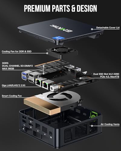 GMKtec Mini PC Windows 11 Pro Intel Core i7-1195G7 (Turbo 5.0 GHz) 32GB DDR4 1TB SSD Desktop Mini Computers WiFi 6, BT 5.2/ DP, HDMI/RJ45 2.5G/USB4.0