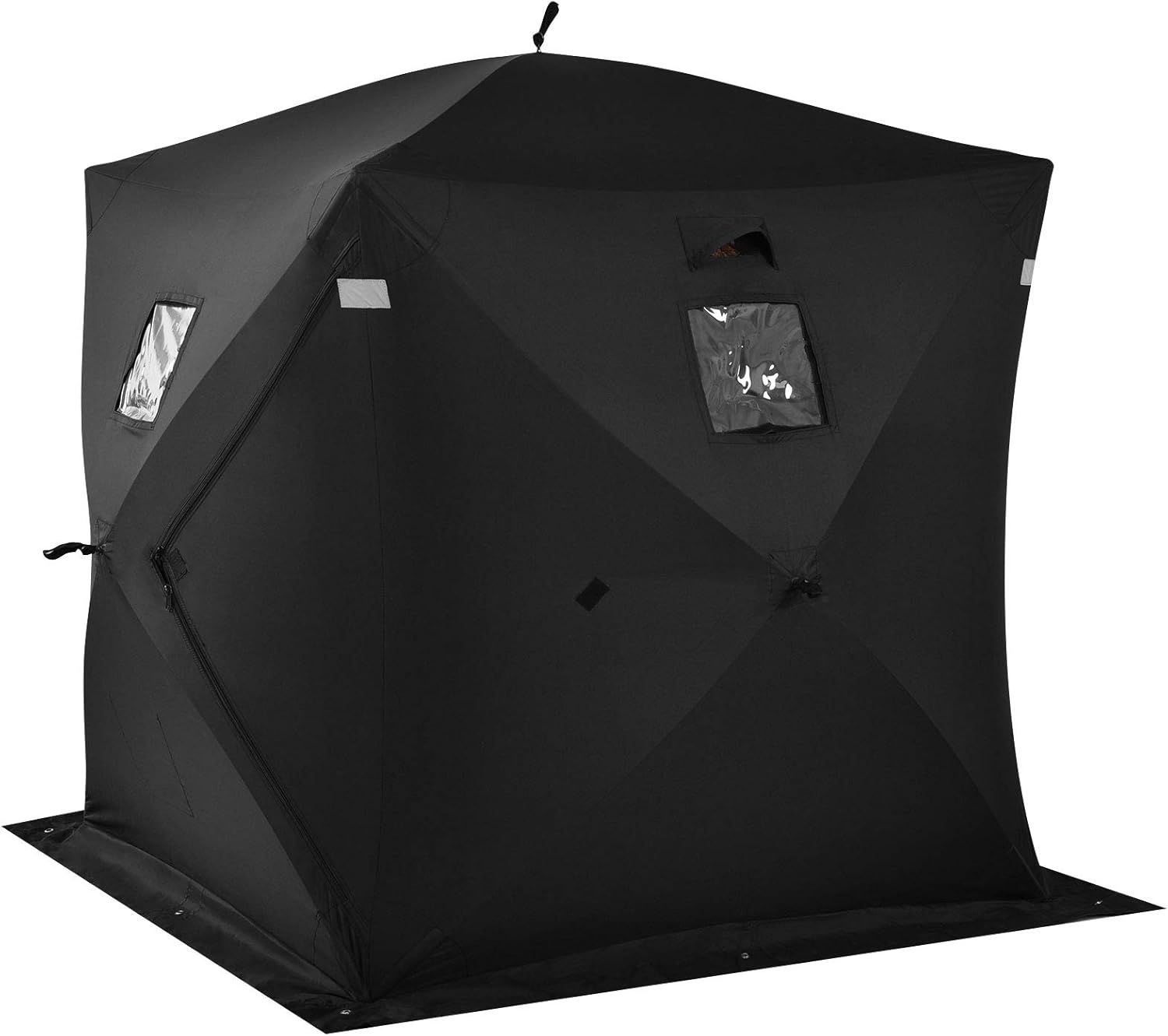 GYMAX Ice Shelter, Pop-up Waterproof Fishing Tent 2-Person Portable Ice Tent with Detachable Windows, Zippered Door & Carry Bag