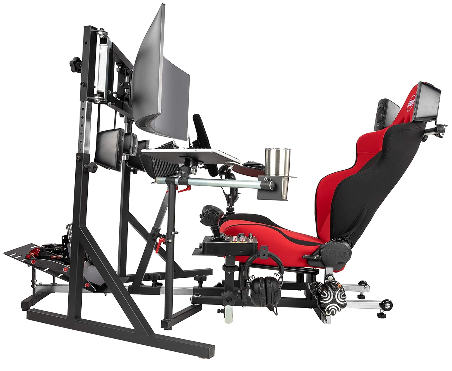 SimFab Triple Monitor Stand for Racing and Flight Simulators Model LD | Up to 100x100mm VESA Mount or M4/M5 Hardware (Triple Monitor Stand, Light Duty Mount Brackets)