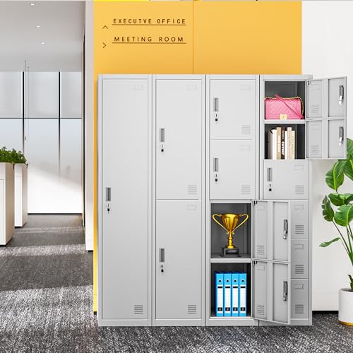 INTERGREAT 9 Door Storage Locker for Employee, Metal Locker for Office, Gym, Shool,Lockable Black Steel Locker with Lock and Card Slot for Home,Garage