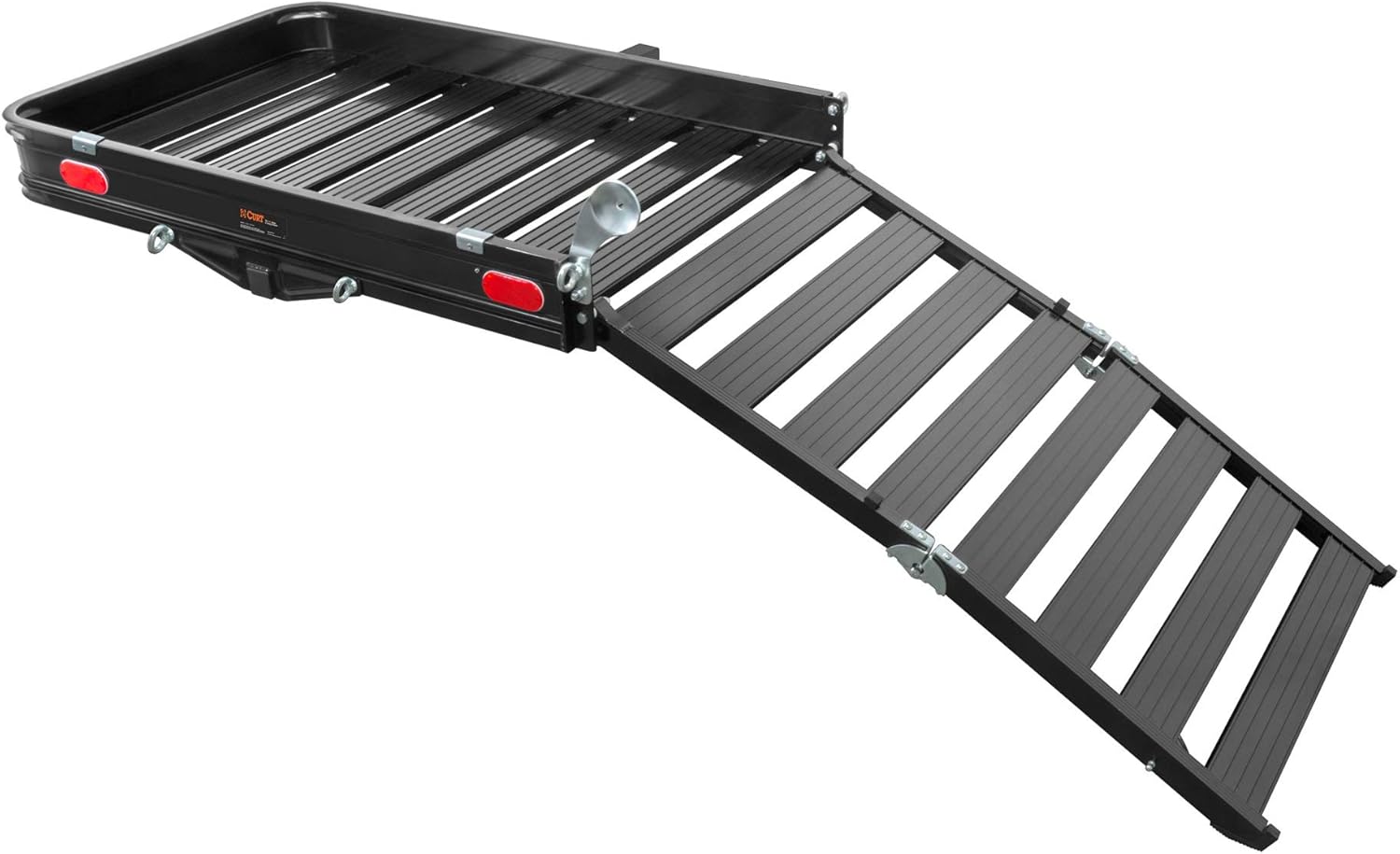 CURT 18112 50 x 30-1/2-Inch Black Aluminum Hitch Cargo Carrier with Ramp, 2-in Folding Shank