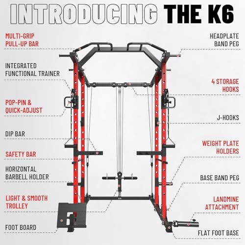 Mikolo Power Cage, Power Rack with Cable Crossover System, 1500LBS Squat Rack with LAT Pull Down System, Workout Cage with Pulley System for Fitness Home Gym