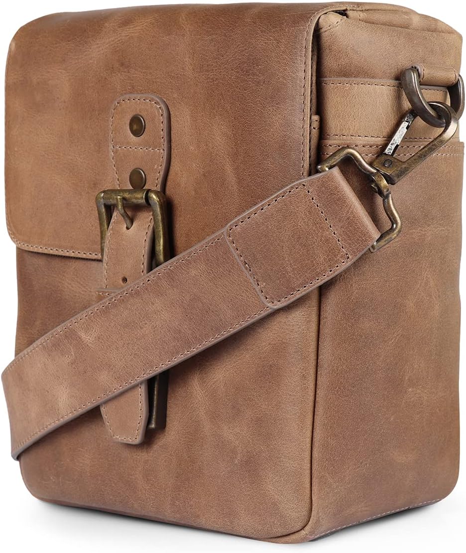 MegaGear Torres Mini Genuine Leather Camera Messenger Bag for Mirrorless, Instant and DSLR Cameras