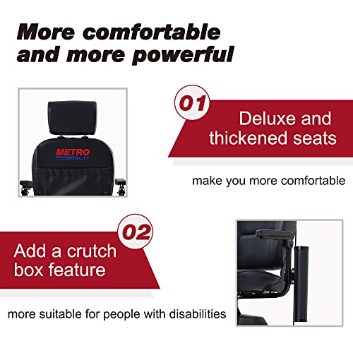 Outdoor Compact Mobility Scooter with Front & Back Light, Foldable Electric Powered Mobile Wheelchair for Seniors, Adults, Collapsible & Compact 4 Wheel Mobility Scooter for Travel with Family,