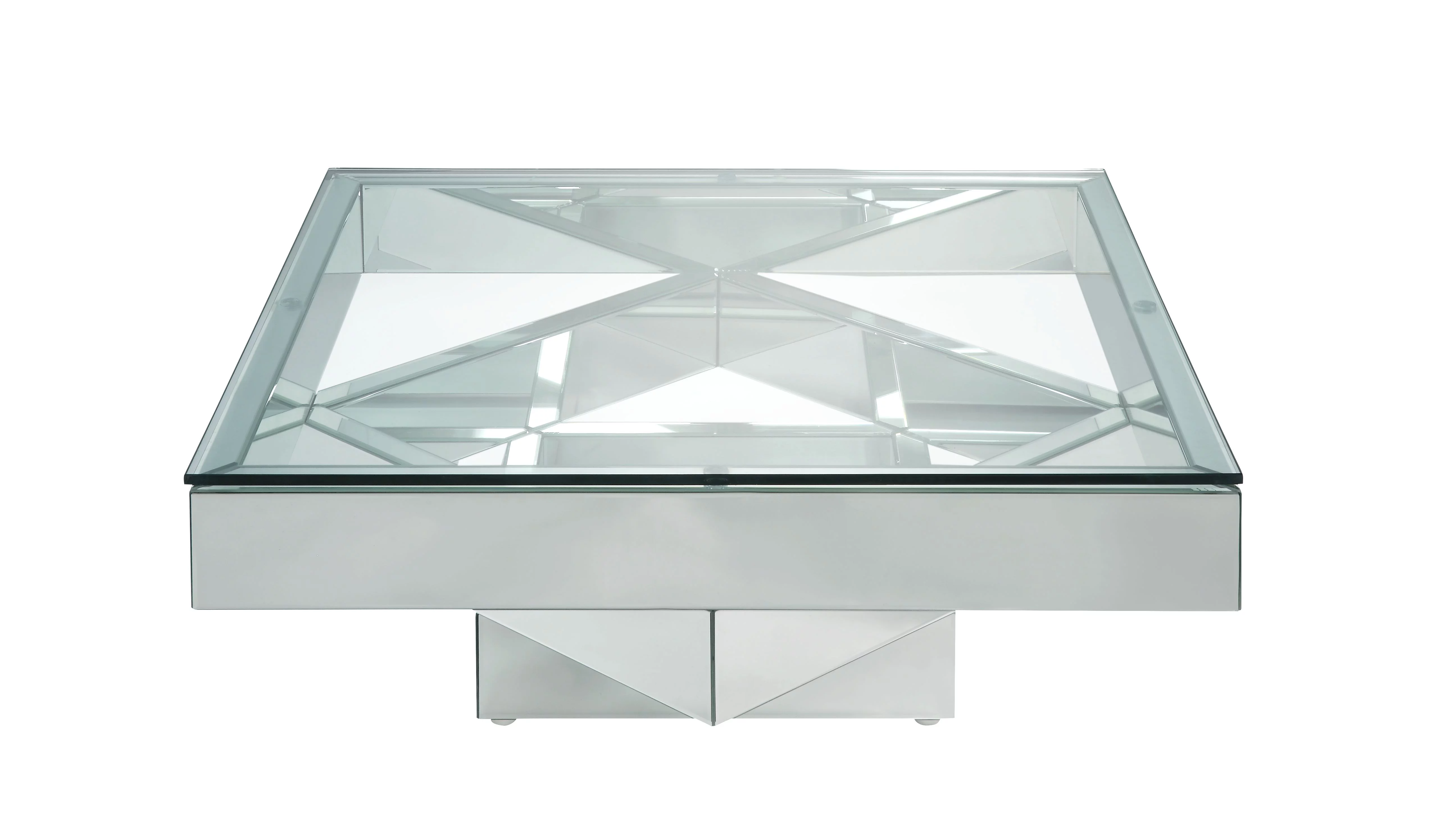 ACME Meria 40" Square Glass Top Mirrored Coffee Table