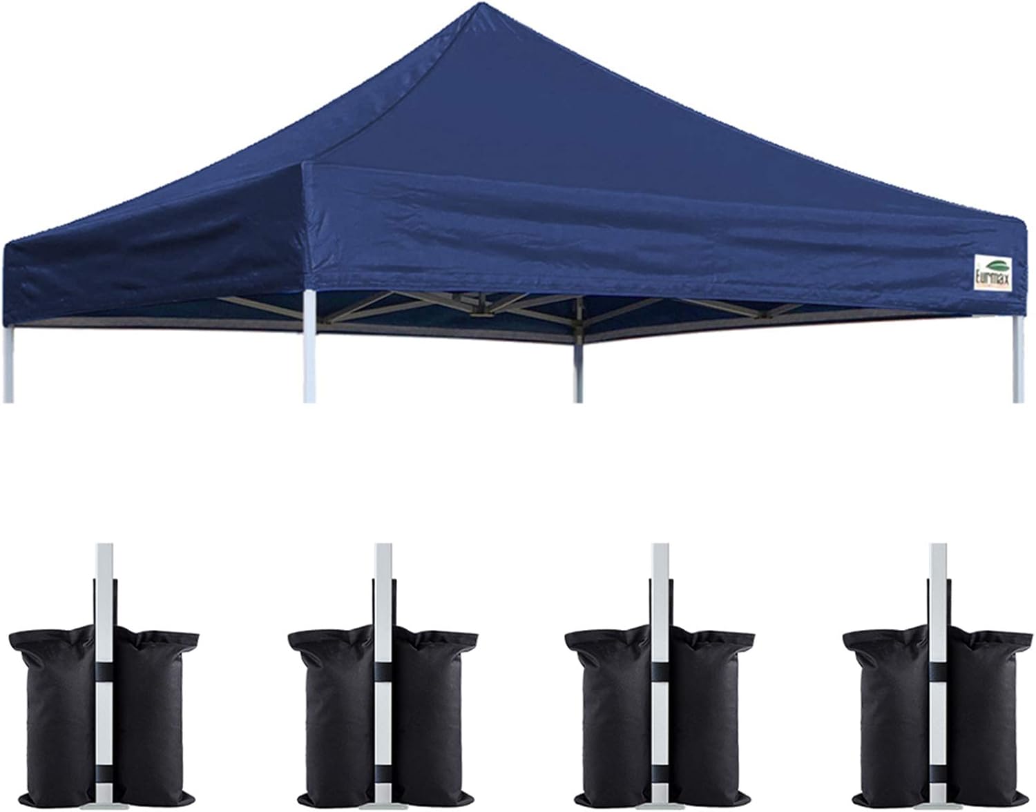 Eurmax 10x20 Pop Up Canopy Replacement Canopy Tent Top Cover, Instant Ez Canopy Top Cover ONLY, Choose 30 Colors,Bonus 4PC Pack Canopy Weight Bag (White)
