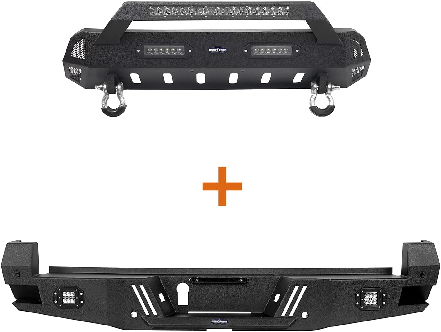 Hooke Road Tacoma Rear Bumper w/Sensor Holes + Front Bumper Kit for Toyota Tacoma 3rd Gen 2016 2017 2018 2019 2020 2021 2022