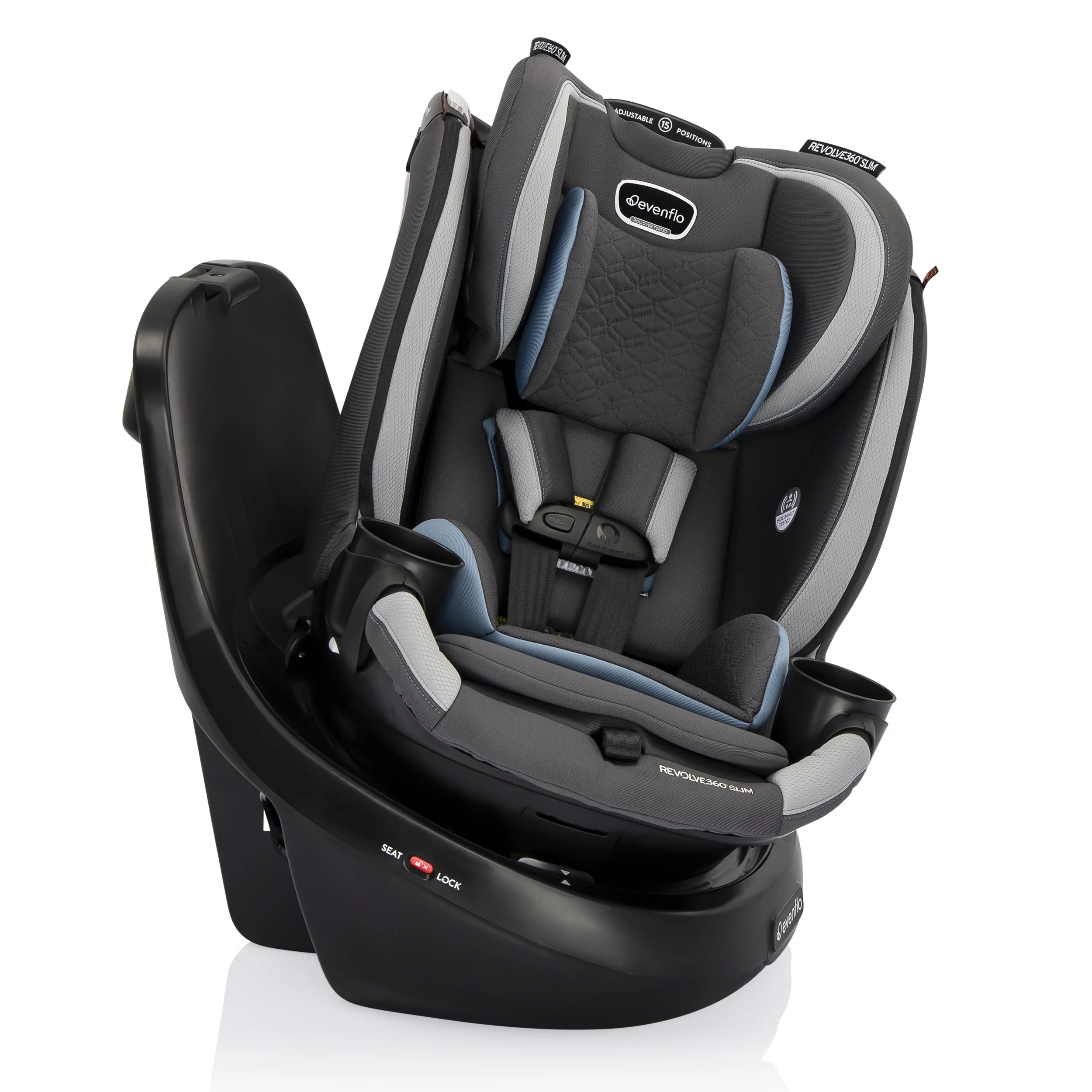 Revolve360 Slim 2-in-1 Rotational Car Seat with Quick Clean Cover (Stow Blue)