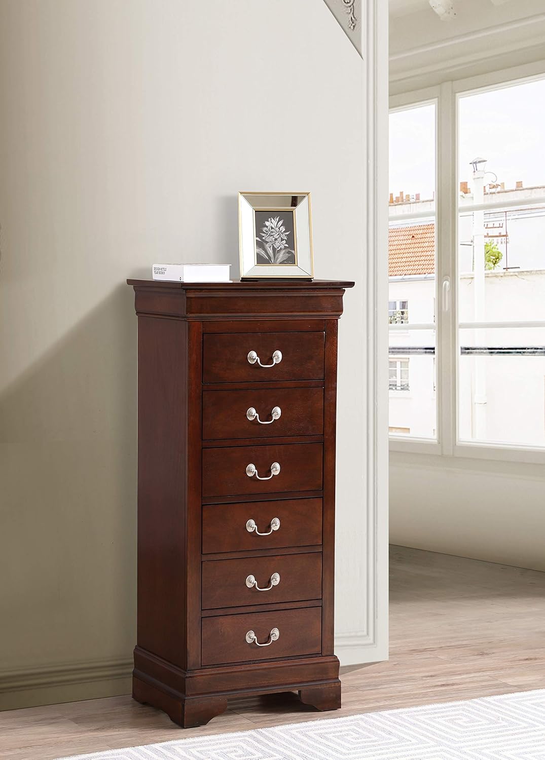 Glory Furniture Louis Phillipe 7 Drawer Lingerie Chest in Cappuccino