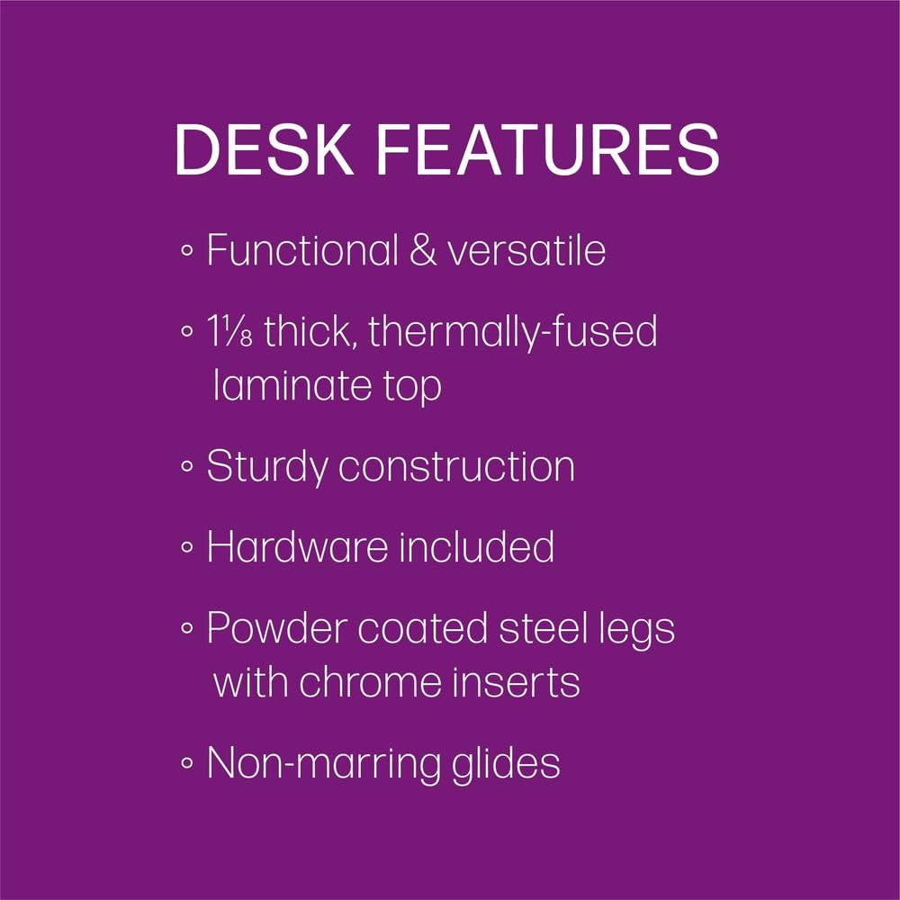 Tesco Synergy 29.75"x33.5" Jewel Shaped Classroom Student Desk, Fusion Maple Laminate Top, (17"-30") Adjustable Height, Black Edge and Silver Legs, Optional Book Box, Backpack Hook and Castors