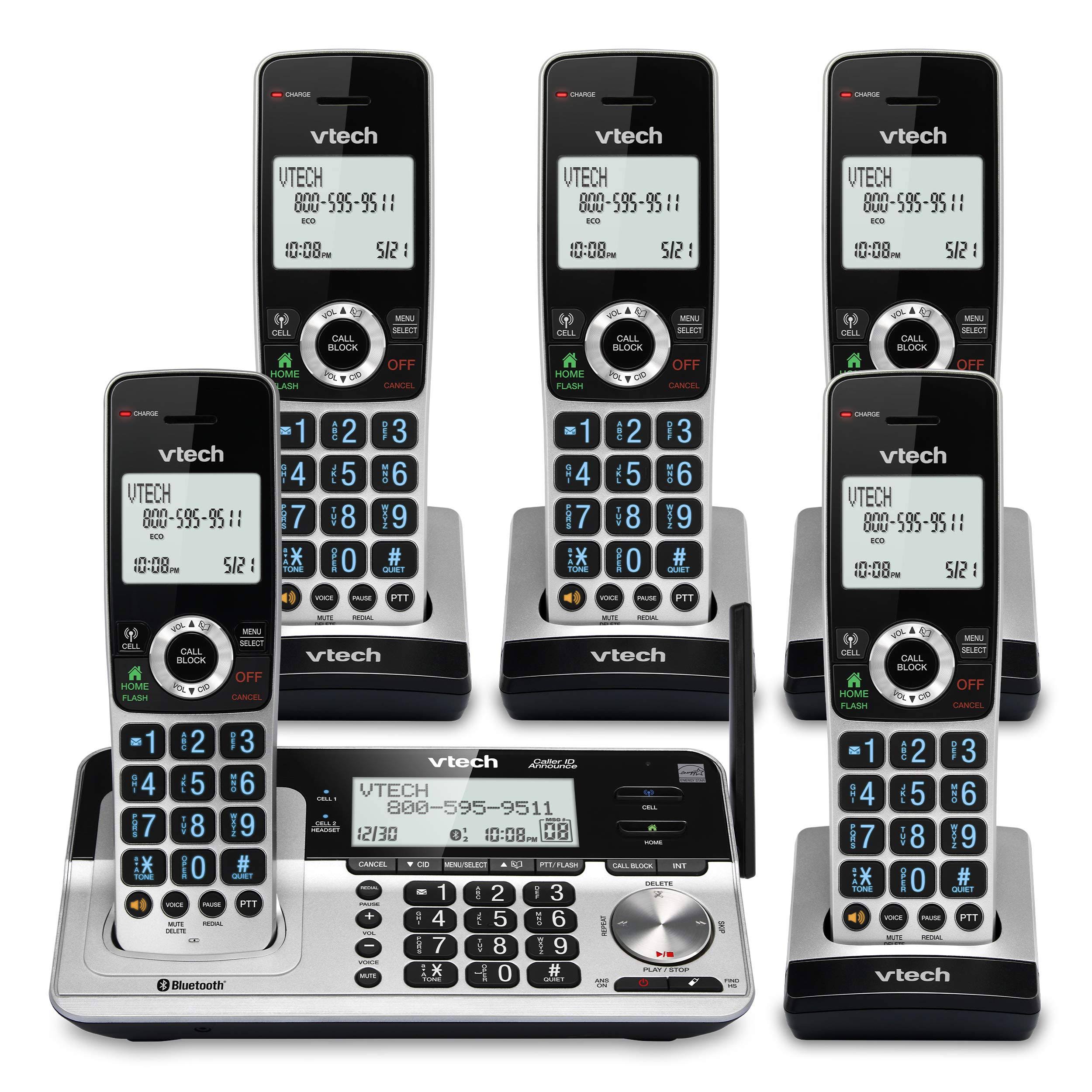 Vtech VS113-5 Extended Range 5 Handset Cordless Phone for Home with Call Blocki