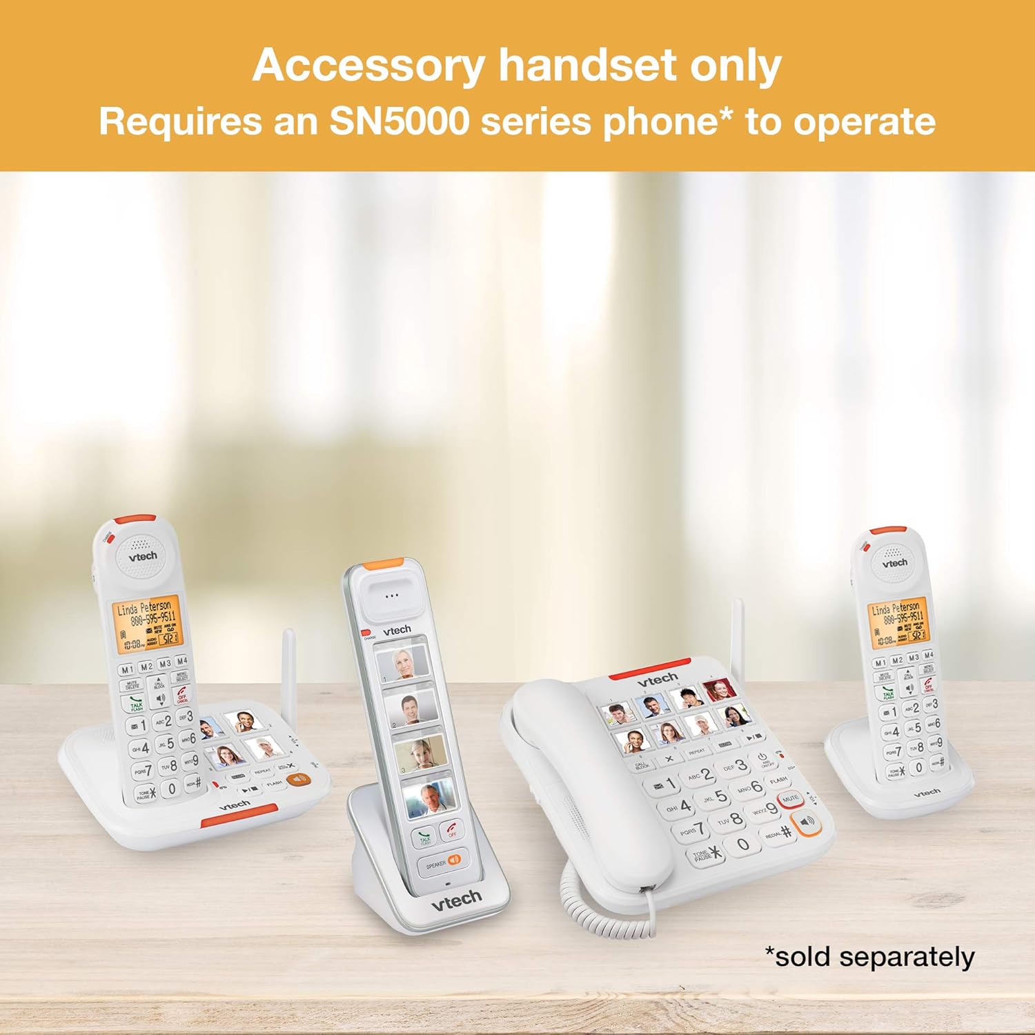 VTech SN5147 Amplified Corded/Cordless Senior Phone with Answering Machine, Call Blocking, 90dB Extra-loud Visual Ringer, One-touch Audio Assist on Handset up to 50dB, Big Buttons and Large Display