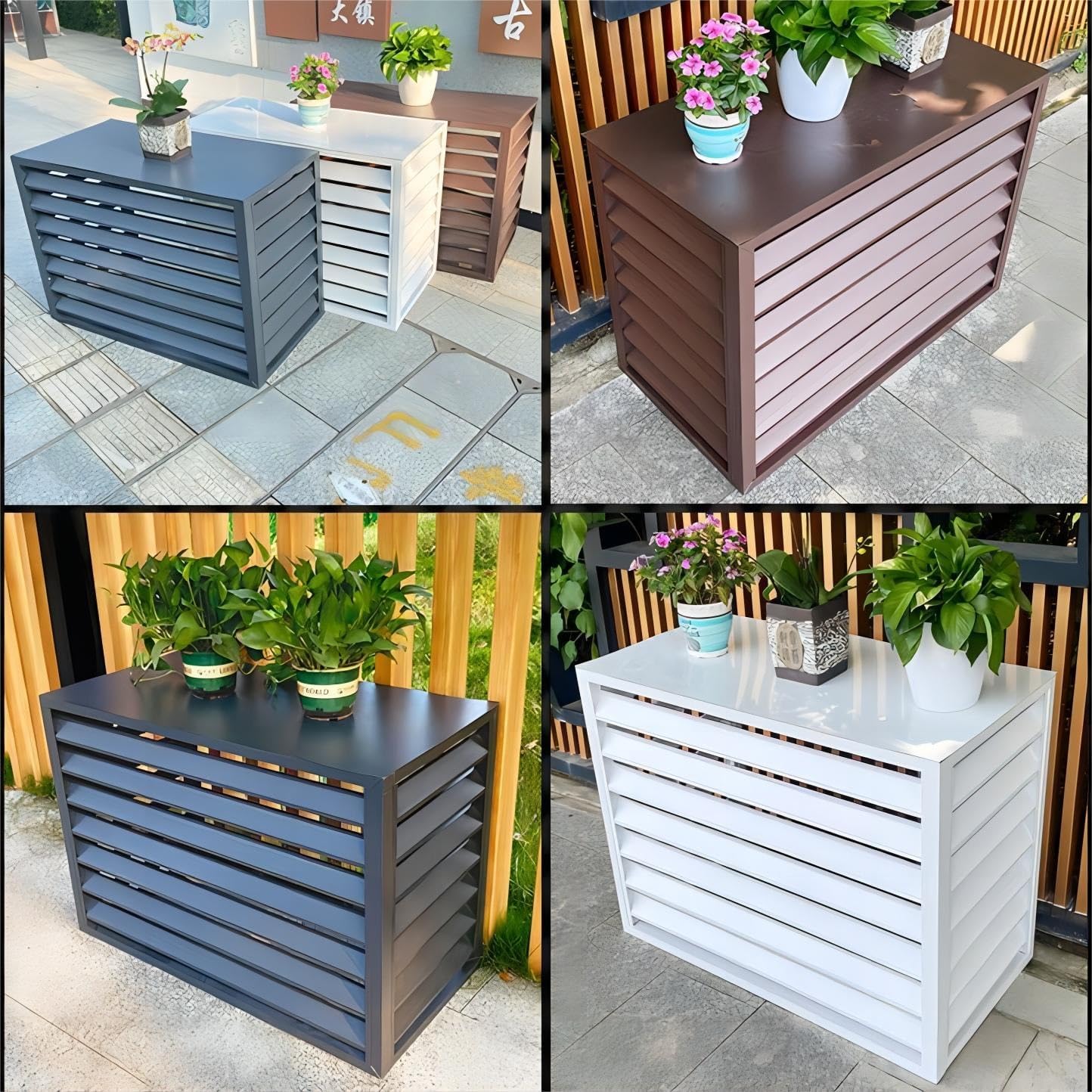 Air Conditioner Fence，Aluminum Air Conditioner cage， AC Covers for Outside Units，Trash Can Enclosure，Flower Stand，Privacy Screen (Color : White, Size : 110X60X80CM)