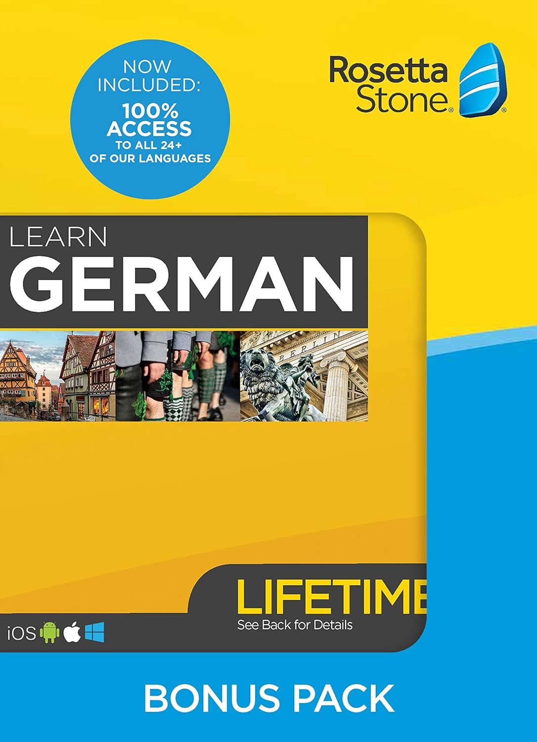 Rosetta Stone Learn Spanish Bonus Pack Bundle| Lifetime Online Access + Grammar Guide + Dictionary Book Set| PC/Mac Keycard