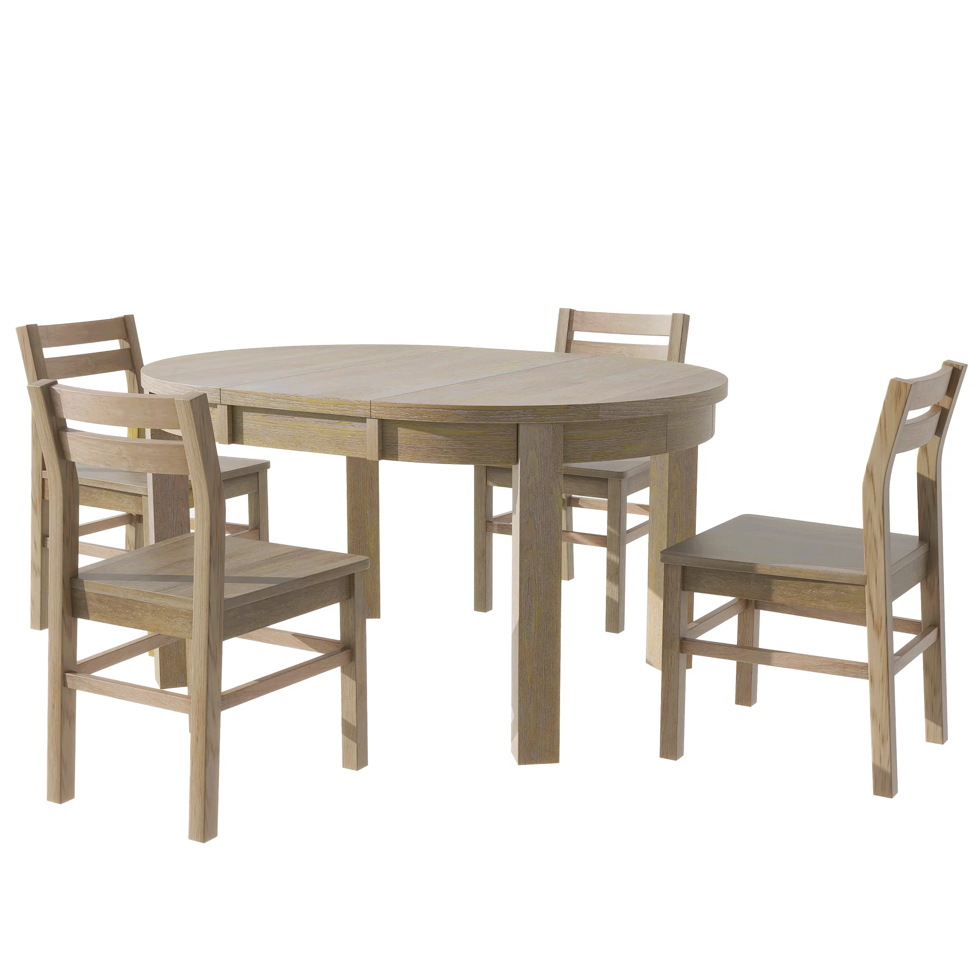 Churanty Round Extendable Dining Table Set Solid Wood Farmhouse 5 Piece Kitchen Dining Set for 4 with Leaf and Drawers,Natural - Curated Treasures Market
