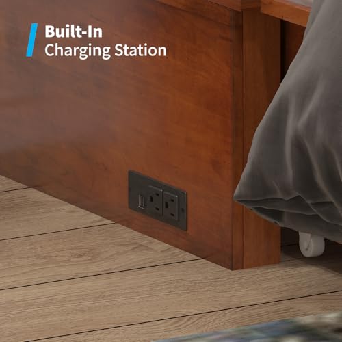 Mjkone Murphy Bed Cabinet, Queen Size Cabinets Bed Chest with USB Charging Station & Tri-Folding Mattress, Wall Beds with Storage Drawers for Guest Bedroom Apartment Office, Easily Convertible, White