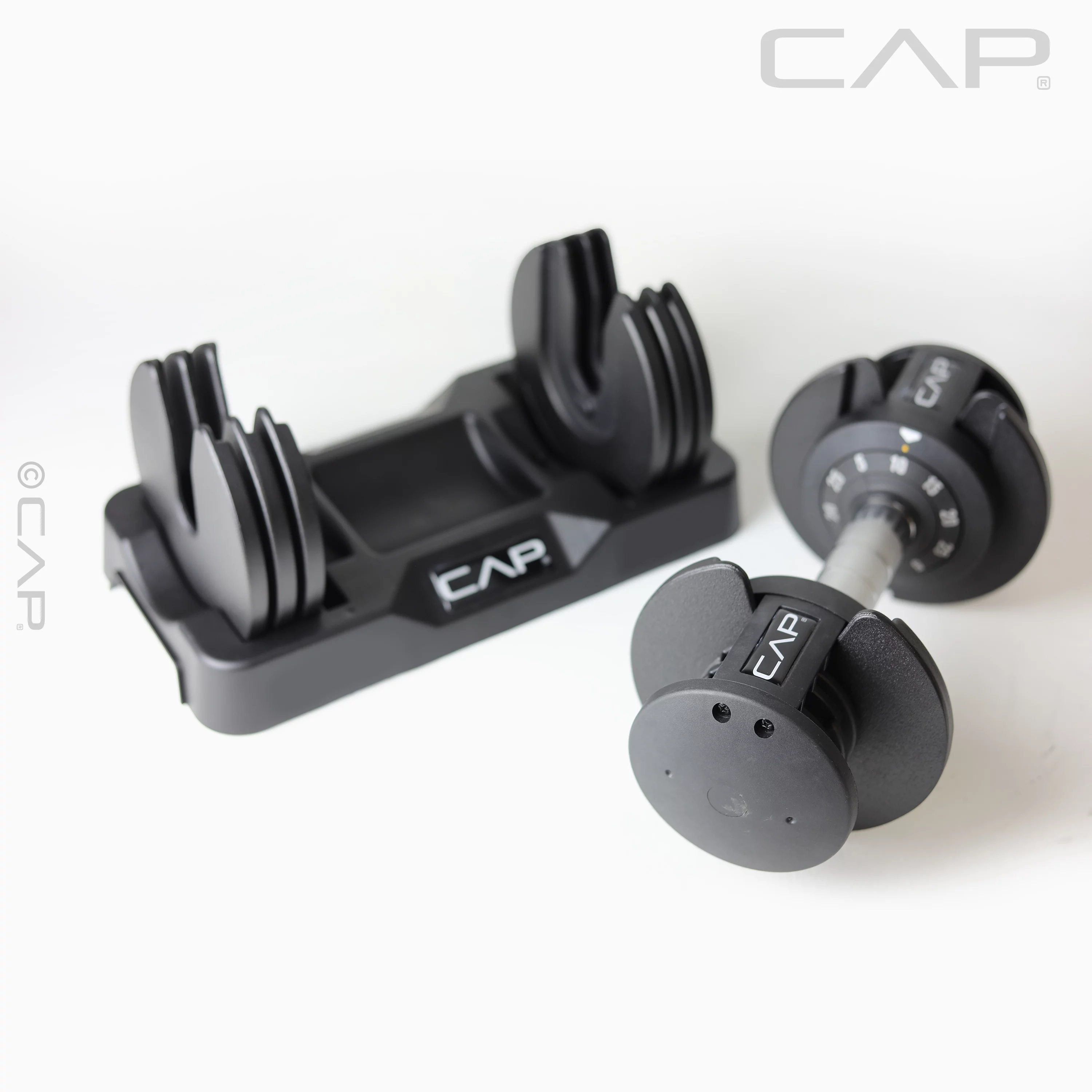 CAP Barbell 25 lb Adjustable Dumbbell Set, Quick Select Adjustability from 5-25 lb, Pair, Black